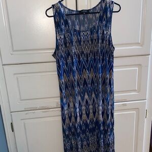 R & M Richards Navy and Gold Patterned Maxi Dress